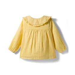 Babyhug 100% Cotton Knit Full Sleeves Top with Floral Embroidery - Yellow