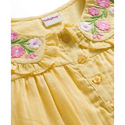 Babyhug 100% Cotton Knit Full Sleeves Top with Floral Embroidery - Yellow
