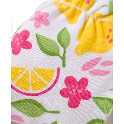 Babyhug 100% Cotton Knit Cap Mittens And Booties with Floral Print White - 10.5 cm Diameter