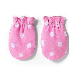 Babyhug 100% Cotton Knit Cap Mittens & Booties With Polka Dot Print Pink - Diameter 11 cm