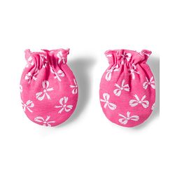 Babyhug 100% Cotton Knit Mittens & Booties Set with Bow Print - Pink