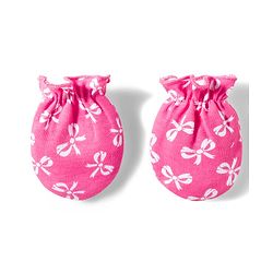 Babyhug 100% Cotton Knit Mittens & Booties Set with Bow Print - Pink