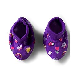 Babyhug 100% Cotton Interlock Knit Mittens & Booties Set With Floral Print - Purple