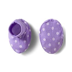 Babyhug 100% Cotton Knit Mittens & Booties Set with Floral Print - Purple