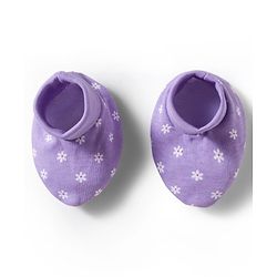 Babyhug 100% Cotton Knit Mittens & Booties Set with Floral Print - Purple