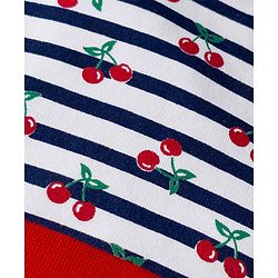 Babyhug 100% Cotton Cap Mittens & Booties Set With Cherry Print Red - Diameter 16 cm