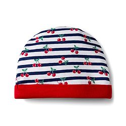 Babyhug 100% Cotton Cap Mittens & Booties Set With Cherry Print Red - Diameter 16 cm