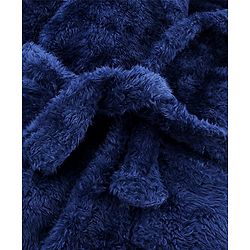 Babyhug Velour Knit Full Sleeves Hooded Bathrobe with Shark Applique & Embroidery - Navy Blue