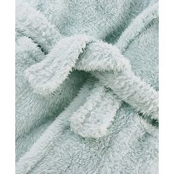 Babyhug Velour Knit Full Sleeves Hooded Bathrobe with Frog Applique & Embroidery - Light Blue