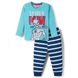 Babyhug Marvel Single Jersey Knit Full Sleeves Night Suit With Spider Man Graphics - Blue