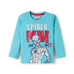 Babyhug Marvel Single Jersey Knit Full Sleeves Night Suit With Spider Man Graphics - Blue