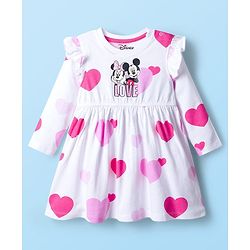 Babyhug Disney Single Jersey Knit Full Sleeves Dresses With Minnie Mouse Graphics Pack of 2 - Pink & White