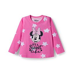Babyhug Disney Single Jersey Knit Full Sleeves Night Suit With Minnie Mouse Graphics - Pink