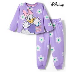 Babyhug Disney Full Sleeves Night Suit With Minnie Mouse Print - Lavender