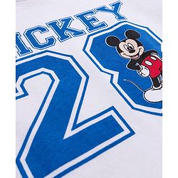 Babyhug Disney Single Jersey Knit Full Sleeves Night Suit With Mickey Mouse Graphics - White