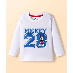 Babyhug Disney Single Jersey Knit Full Sleeves Night Suit With Mickey Mouse Graphics - White