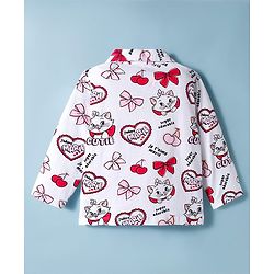 Babyhug Disney Single Jersey Knit Full Sleeves Co-ords Night Suit with Marie Print - White