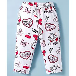 Babyhug Disney Single Jersey Knit Full Sleeves Co-ords Night Suit with Marie Print - White