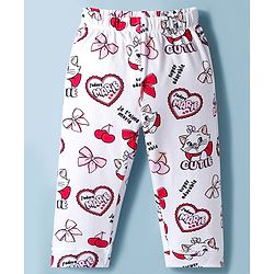 Babyhug Disney Single Jersey Knit Full Sleeves Co-ords Night Suit with Marie Print - White