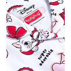 Babyhug Disney Single Jersey Knit Full Sleeves Co-ords Night Suit with Marie Print - White