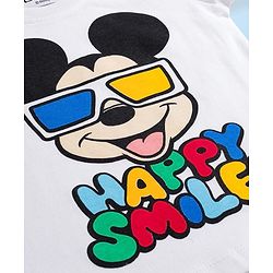 Babyhug Disney Single Jersey Knit Full Sleeves Night Suit With Mickey Mouse Print - White & Red