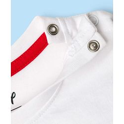Babyhug Disney Single Jersey Knit Full Sleeves Night Suit With Mickey Mouse Print - White & Red