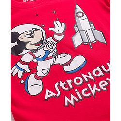 Babyhug Disney Single Jersey Knit Full Sleeves Night Suit With Mickey Mouse Graphics - Red & Navy Blue