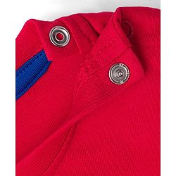 Babyhug Disney Single Jersey Knit Full Sleeves Night Suit With Mickey Mouse Graphics - Red & Navy Blue
