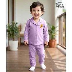 Babyhug Disney Single Jersey Knit Full Sleeves Night Suit With Winnie The Pooh Graphics - Lavender