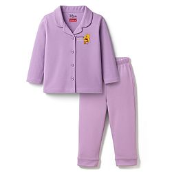 Babyhug Disney Single Jersey Knit Full Sleeves Night Suit With Winnie The Pooh Graphics - Lavender