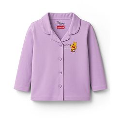 Babyhug Disney Single Jersey Knit Full Sleeves Night Suit With Winnie The Pooh Graphics - Lavender