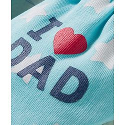 Babyhug 100% Cotton Interlock Knit Mittens & Booties Set With Text Print - Light Blue