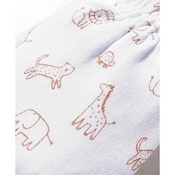 Babyhug 100% Cotton Knit  Mittens & Booties Set with Animal Print - White