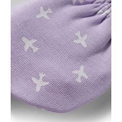 Babyhug 100% Cotton Knit Mittens & Booties Set with Airplane Print - Lavender