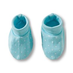 Babyhug 100% Cotton Knit Mittens & Booties Set with Polka Dot Print - Light Blue