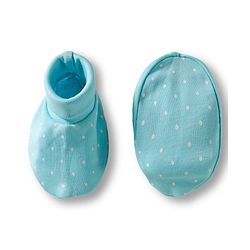 Babyhug 100% Cotton Knit Mittens & Booties Set with Polka Dot Print - Light Blue