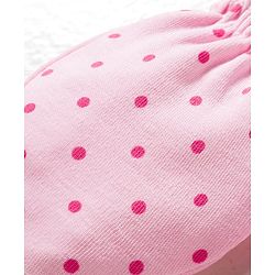 Babyhug 100% Cotton Knit  Mittens & Booties Set with Polka Dot Print - Pink