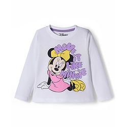 Babyhug Disney Single Jersey Knit Full Sleeves Night Suit with Minnie Mouse Graphic - Purple