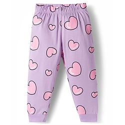 Babyhug Disney Single Jersey Knit Full Sleeves Night Suit with Minnie Mouse Graphic - Purple