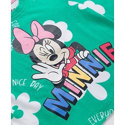 Babyhug Disney Single Jersey Knit Full Sleeves Night Suit With Minnie Mouse Print - Green