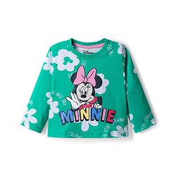 Babyhug Disney Single Jersey Knit Full Sleeves Night Suit With Minnie Mouse Print - Green