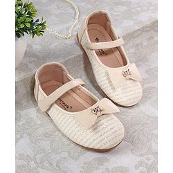 Cute Walk by Babyhug Ballerina with Bow Applique and Velcro Closure - Beige