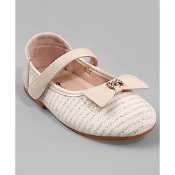 Cute Walk by Babyhug Ballerina with Bow Applique and Velcro Closure - Beige