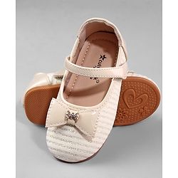 Cute Walk by Babyhug Ballerina with Bow Applique and Velcro Closure - Beige