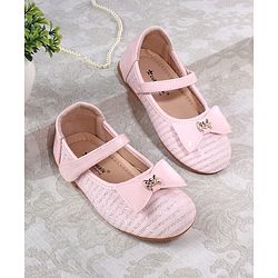 Cute Walk by Babyhug Ballerina with Bow Applique and Velcro Closure - Beige