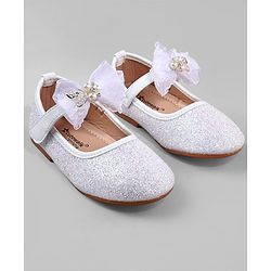 Cute Walk by Babyhug Ballerina with Pearl & Bow Applique Velcro Closure - White