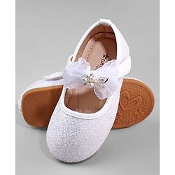 Cute Walk by Babyhug Ballerina with Pearl & Bow Applique Velcro Closure - White