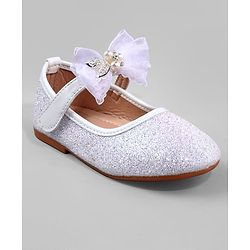 Cute Walk by Babyhug Ballerina with Pearl & Bow Applique Velcro Closure - White