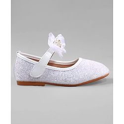 Cute Walk by Babyhug Ballerina with Pearl & Bow Applique Velcro Closure - White
