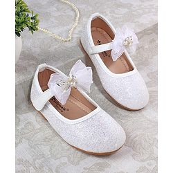 Cute Walk by Babyhug Ballerina with Pearl & Bow Applique Velcro Closure - White